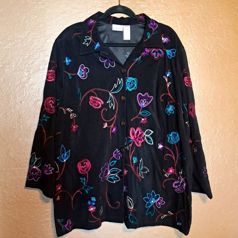 Floral Embroidered Koret Button Down Top Size 20W